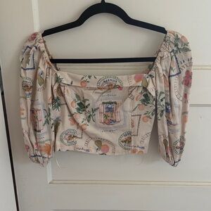 Abercrombie&Fitch Linen-Blend Puff Sleeve Set Top